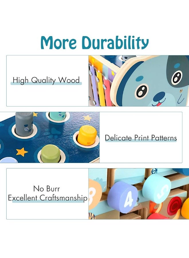 KIDWILL Wooden Hammering Pounding Toy for 12+ Months Kids, Montessori Toys for 1+ Year Old Babies, Early Development Toy with Pounding Bench, Xylophone, Number Sorting Maze, Gifts for Toddlers Age 1-2 - Image 2