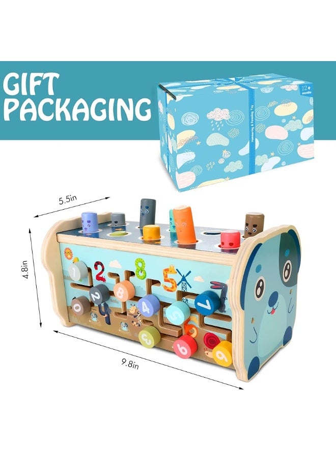 KIDWILL Wooden Hammering Pounding Toy for 12+ Months Kids, Montessori Toys for 1+ Year Old Babies, Early Development Toy with Pounding Bench, Xylophone, Number Sorting Maze, Gifts for Toddlers Age 1-2 - Image 5