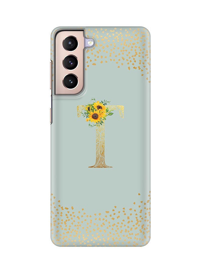 Stylizedd Monogram Slim Cover for Samsung Galaxy S21 Plus 5G Case Custom Initials Letter Floral Pattern Snap Series Mobile Cover Matte Alphabet  - T (Light Green) - Image 1