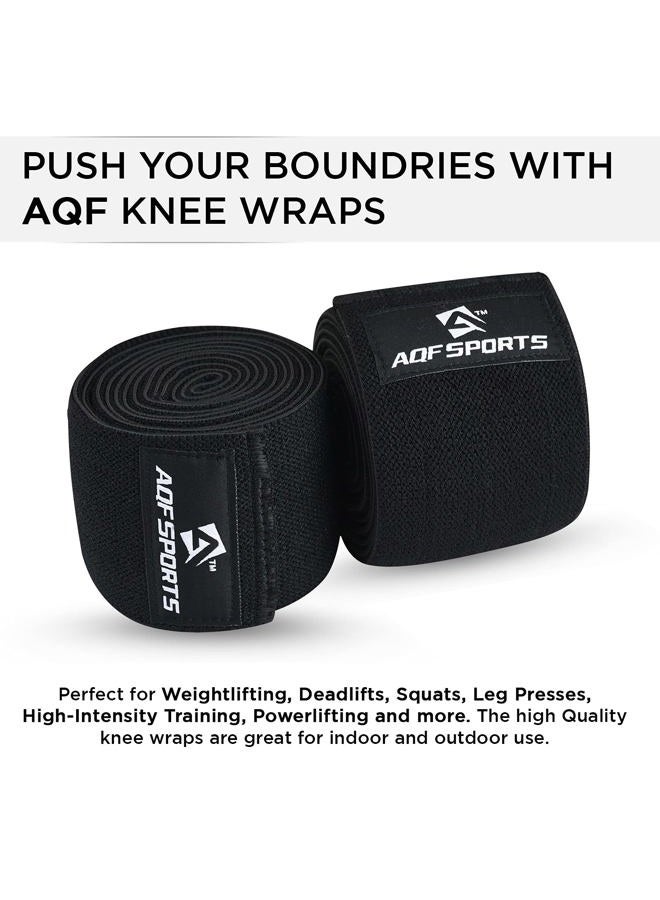 AQF Knee Wraps Weight Lifting Bandage Heavy Duty Elasticated Support Straps Guard Powerlifting, Squatting (Black 78") - Image 4
