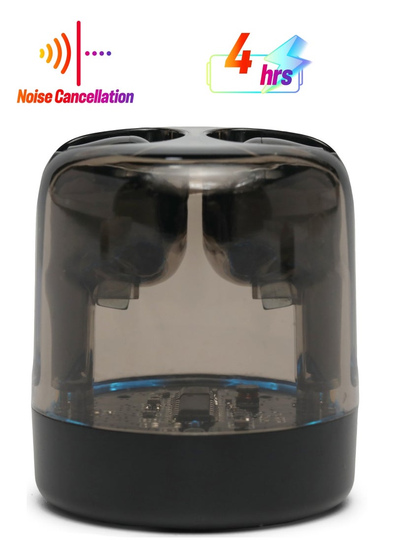 Generic - Transparent Bluetooth Headphones Mini True Wireless Sports Noise Cancelling Black for iPhone Android - Image 1