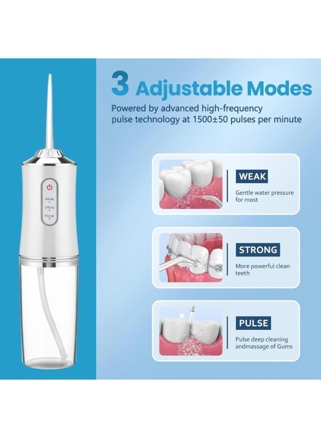 Hugifts Portable Electric Oral Irrigator, 3 Pressure Modes USB Rechargeable 220ml Water Tank, Travel Water Flosser for Plaque Removal - Image 3