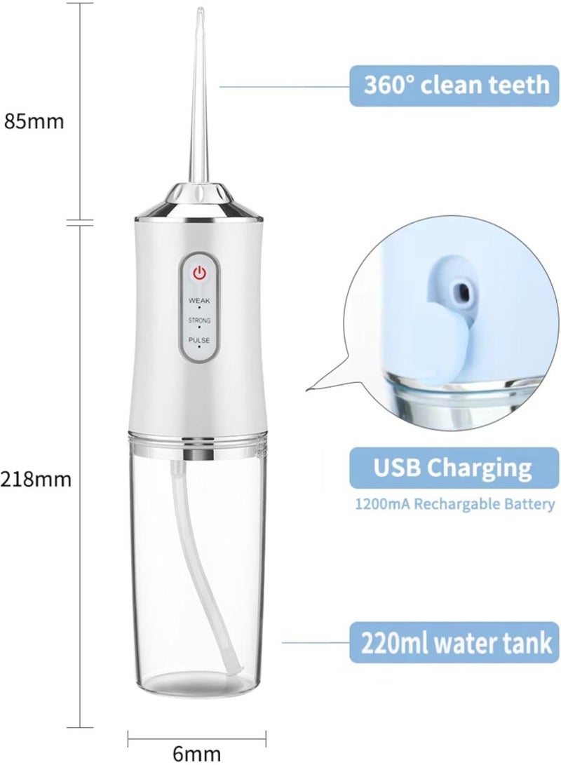 Hugifts Portable Electric Oral Irrigator, 3 Pressure Modes USB Rechargeable 220ml Water Tank, Travel Water Flosser for Plaque Removal - Image 5