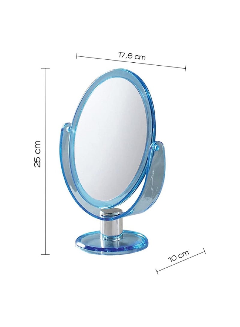 Practical and Lightweight Double Sided Oval Mirror with Clear Magnification for a Tidy Look - Home Use or On The Go - 1x & 10x Magnification with 360 Degree Rotation (Clear Blue) - Image 2
