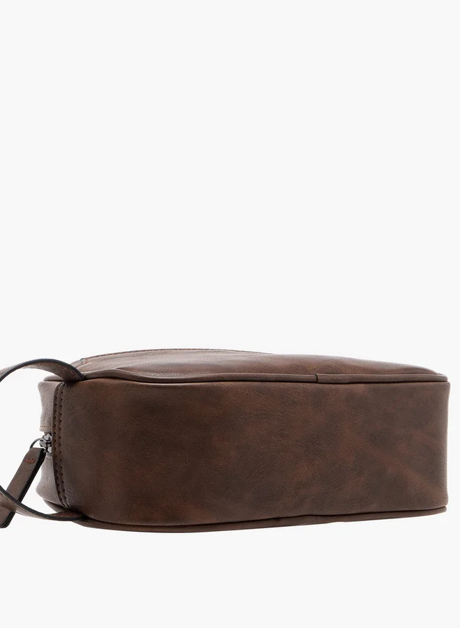 LBL by Shoexpress Men's Textured Pouch with Zip Closure and Side Handle