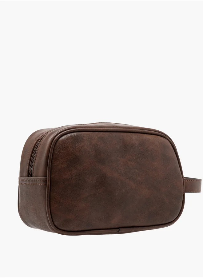 ال بي ال من شو اكسبرس Men's Textured Pouch with Zip Closure and Side Handle