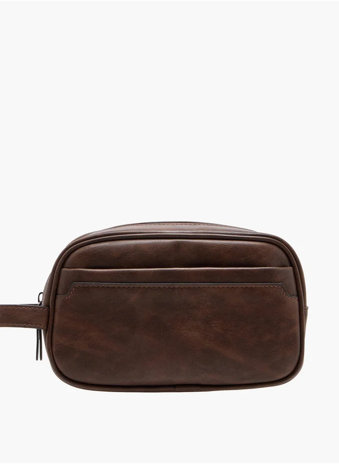 ال بي ال من شو اكسبرس Men's Textured Pouch with Zip Closure and Side Handle