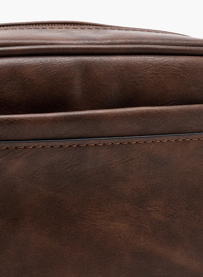 LBL by Shoexpress Men's Textured Pouch with Zip Closure and Side Handle