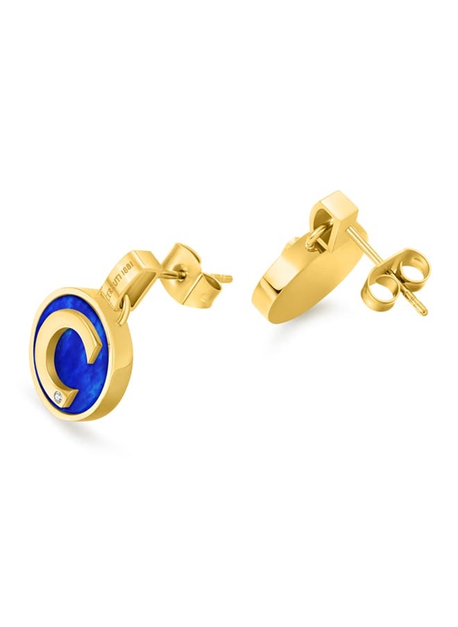 CERRUTI 1881 Circulo Studs for Women in Gold and Blue  - Image 3