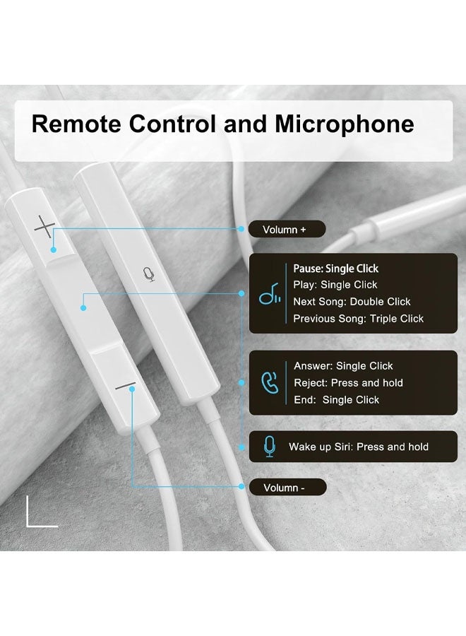 USB C Headphones Wired for iPhone 17/16/15 Series, for iPad Pro Air 5/4/Mini 6/iPad 10th, Type C Earbuds for MacBook Pro/air, Control Microphone, Volume, Music - Image 4