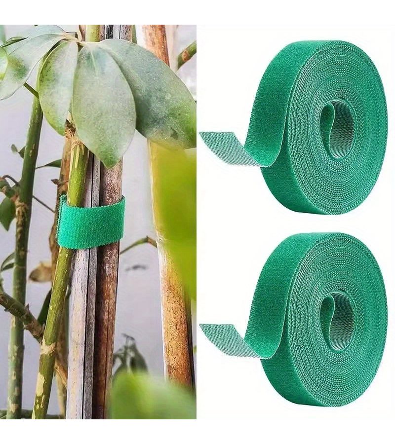 10 Self Adhesive Reusable Nylon Plant Ties Green Garden Support Straps For Securing Plants And Vines - Image 1