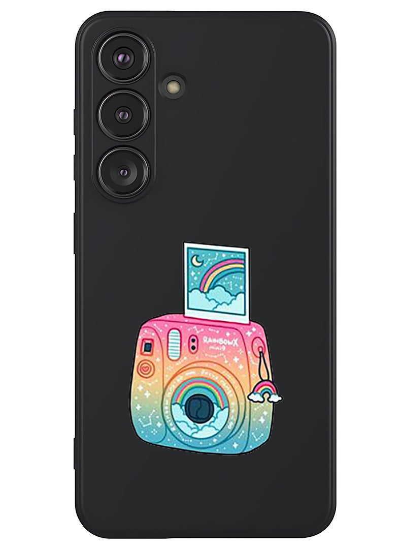 Theodor Protective Slim Fit Case Liquid Silicone Cover with Full Body Protection Anti-Scratch Shockproof Case For Samsung Galaxy S25 Plus (Black) - Polaroid - Image 1