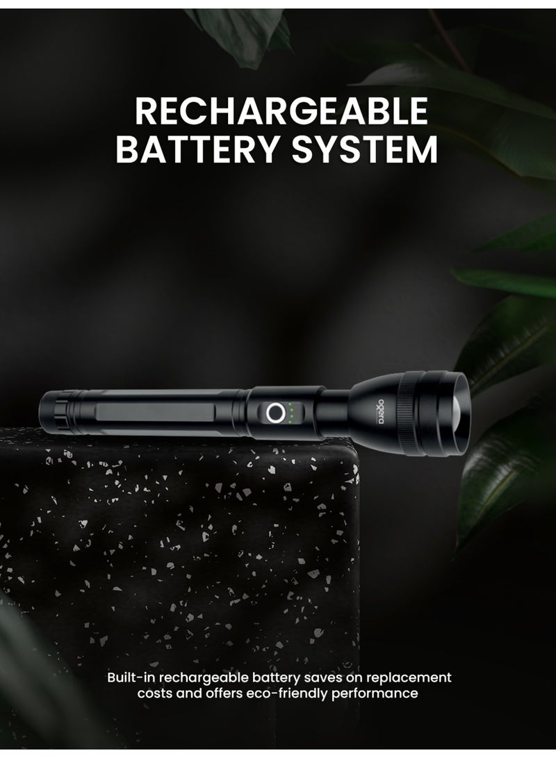 أوجيرا كشاف LED قابل لإعادة الشحن | كشاف تكتيكي فائق السطوع | سطوع عالي | بطارية 2SC قابلة لإعادة الشحن طويلة العمر | صغير ومقاوم للماء | مثالي للتخييم والمشي وحالات الطوارئ | ضمان سنتين | OG1001SL | أسود - Image 2