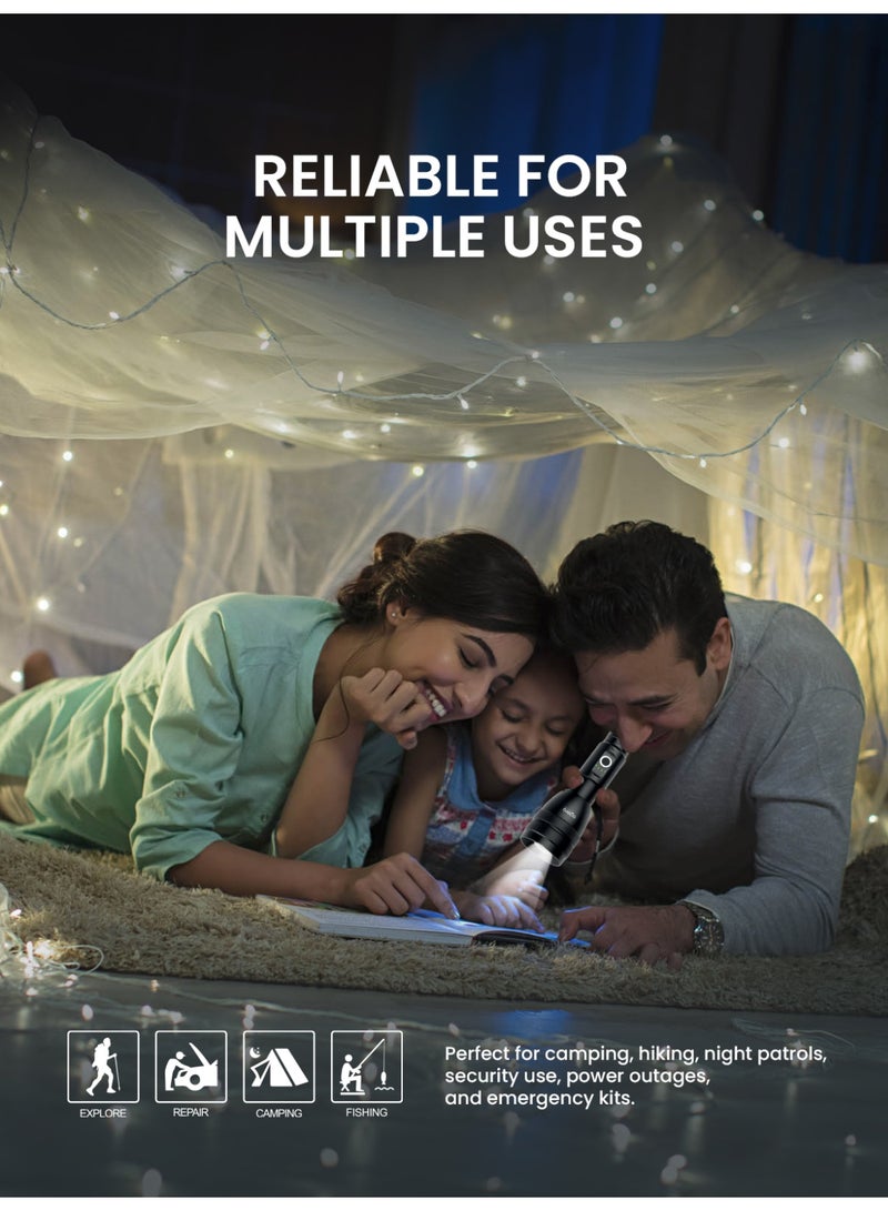 أوجيرا كشاف LED قابل لإعادة الشحن | كشاف تكتيكي فائق السطوع | سطوع عالي | بطارية 2SC قابلة لإعادة الشحن طويلة العمر | صغير ومقاوم للماء | مثالي للتخييم والمشي وحالات الطوارئ | ضمان سنتين | OG1001SL | أسود - Image 5