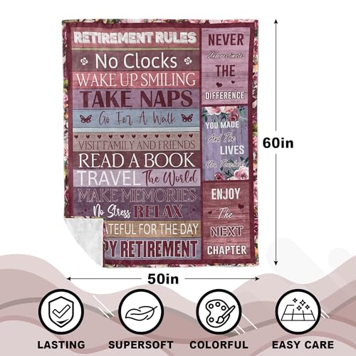 Zolumy Retirement Gift for Woman, Best Retired Gifts for Women/Men 2025, Retire Gift Ideas, Funny Presents for Retirement Coworker/Teacher/Nurse/Mom, Soft Blanket 60x50in - Image 4
