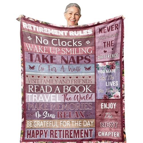 Zolumy Retirement Gift for Woman, Best Retired Gifts for Women/Men 2025, Retire Gift Ideas, Funny Presents for Retirement Coworker/Teacher/Nurse/Mom, Soft Blanket 60x50in - Image 1