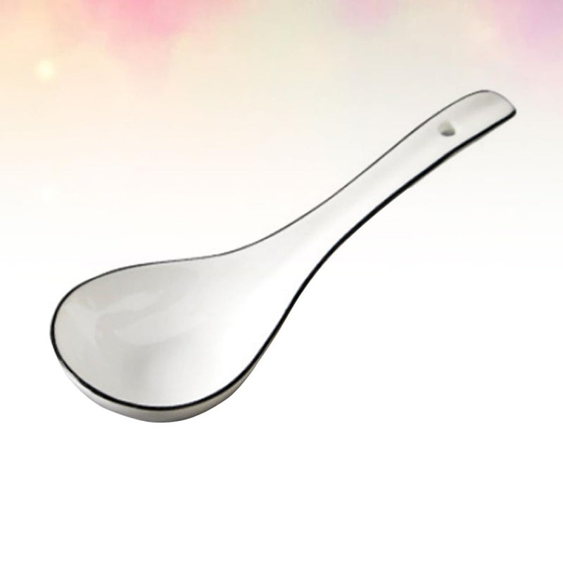 White Ceramic Soup Spoon Porcelain Tableware for Noodles Stew and Rice Bowls - Image 5