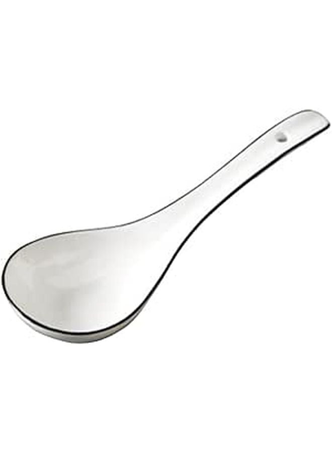 White Ceramic Soup Spoon Porcelain Tableware for Noodles Stew and Rice Bowls - Image 1
