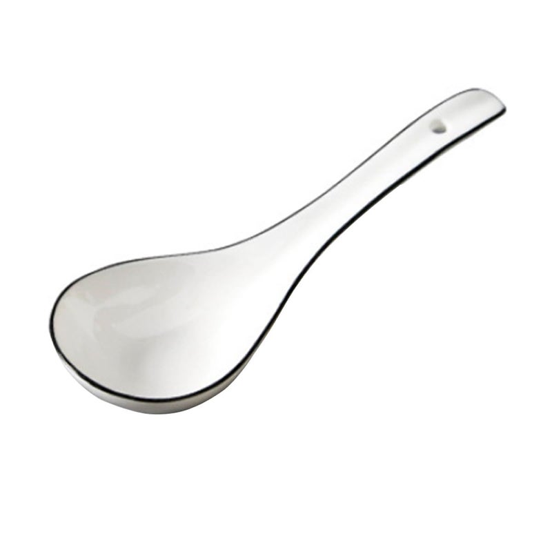 White Ceramic Soup Spoon Porcelain Tableware for Noodles Stew and Rice Bowls - Image 2