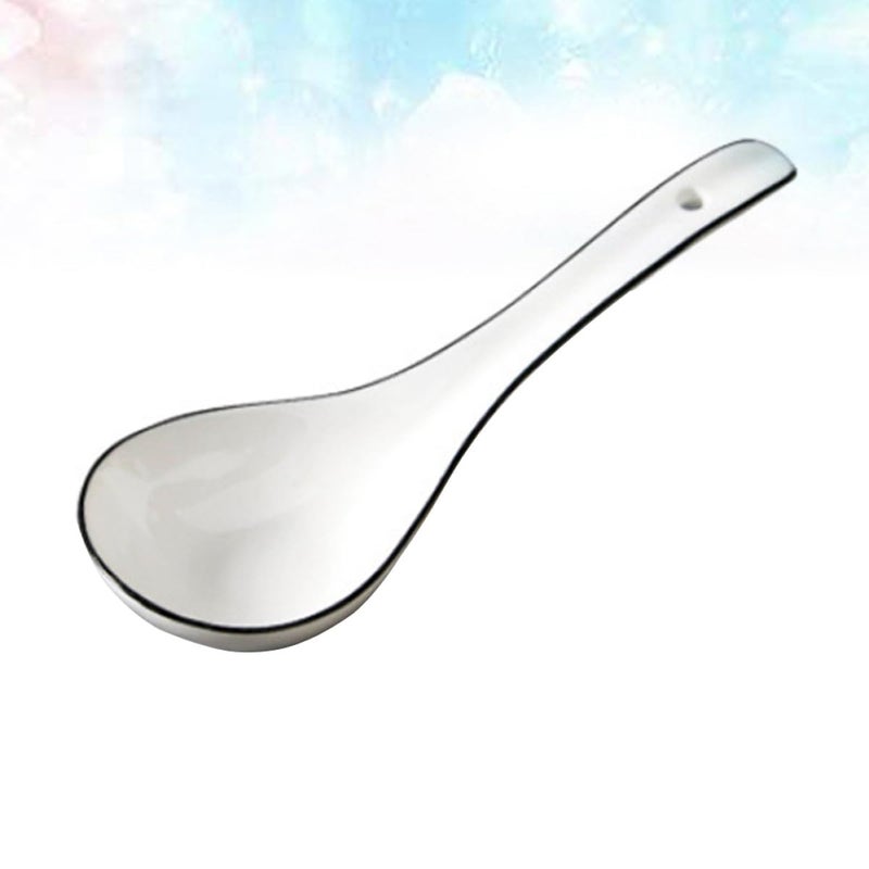 White Ceramic Soup Spoon Porcelain Tableware for Noodles Stew and Rice Bowls - Image 4