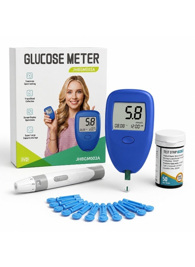Kimaya Blood Glucose Monitor Kit with 50 Test Strips & Lancets | Diabetes Sugar Testing Machine | Fast & Accurate Digital Glucometer for Home Use - Image 1