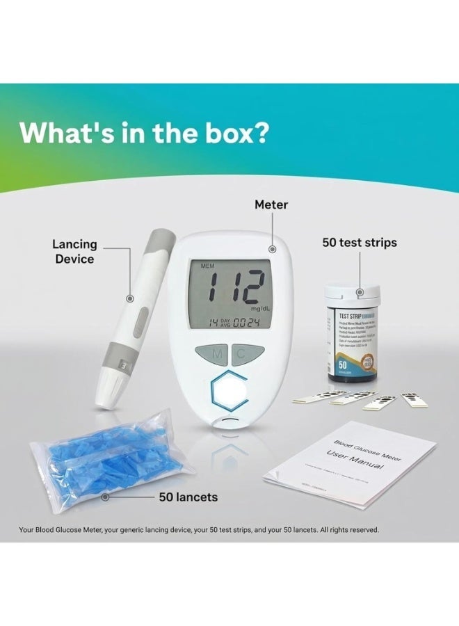 Kimaya Blood Glucose Monitor Kit with 50 Test Strips & Lancets | Diabetes Sugar Testing Machine | Fast & Accurate Digital Glucometer for Home Use - Image 4