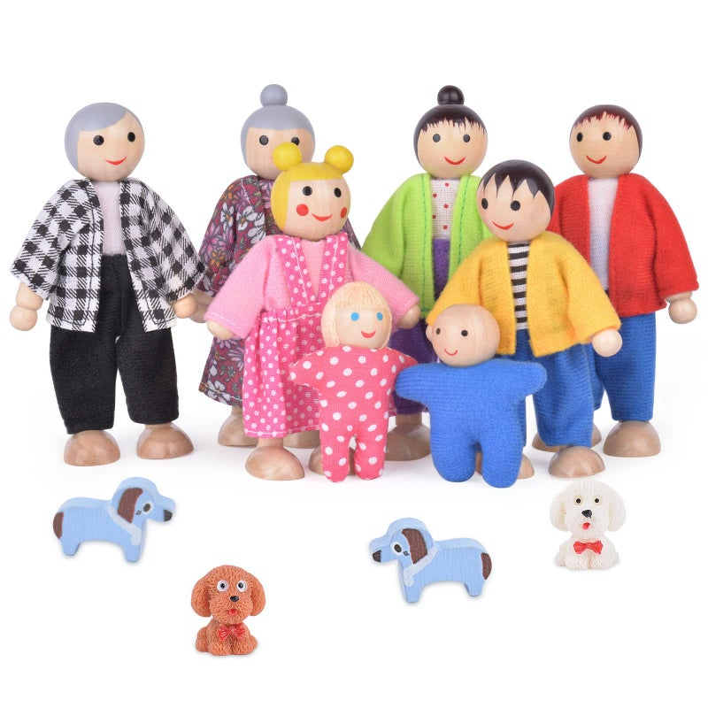 Aolso Dolls House Dolls, Pack of 12 Wooden Doll Family, Figures Dolls Play Set, Bending Dolls, Family Dolls Accessories for Dollhouses - Image 1