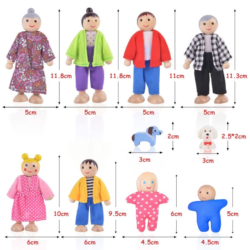 Aolso Dolls House Dolls, Pack of 12 Wooden Doll Family, Figures Dolls Play Set, Bending Dolls, Family Dolls Accessories for Dollhouses - Image 2