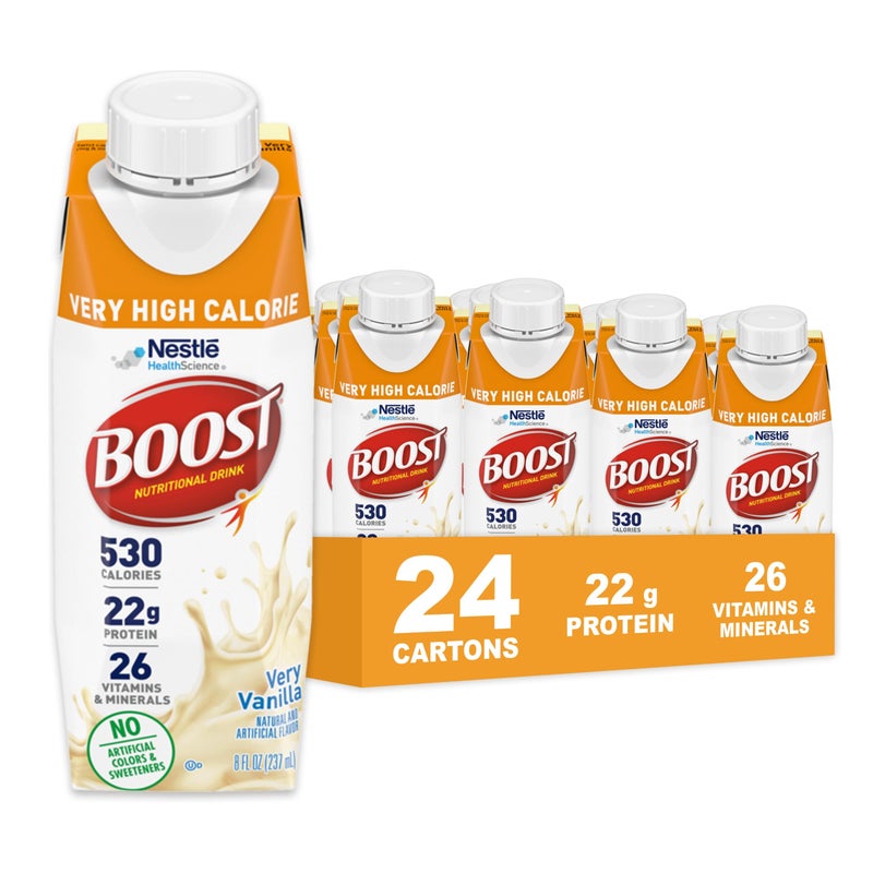 Boost Very High Calorie Vanilla Nutritional Drink – 22g Protein, 530 Nutrient Rich Calories, 8 Fl Oz (Pack of 24) - Image 2