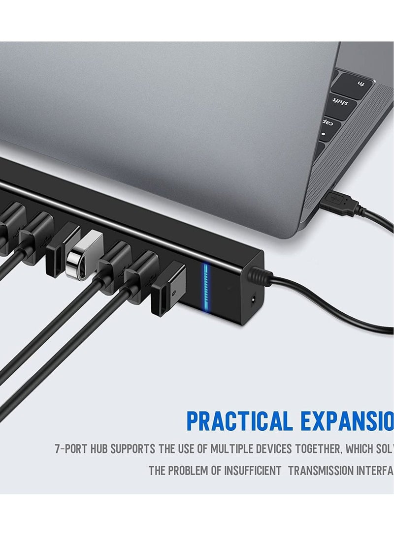 Captaintech USB Hub, 7 Port USB 3.0 Hub LED Portable High-Speed Compatible for iMac Pro, MacBook Air, Mac Mini/Pro, Surface Pro, PC and Laptop, Notebook Computer High-speed Expansion Multi-interface Hub - Image 5
