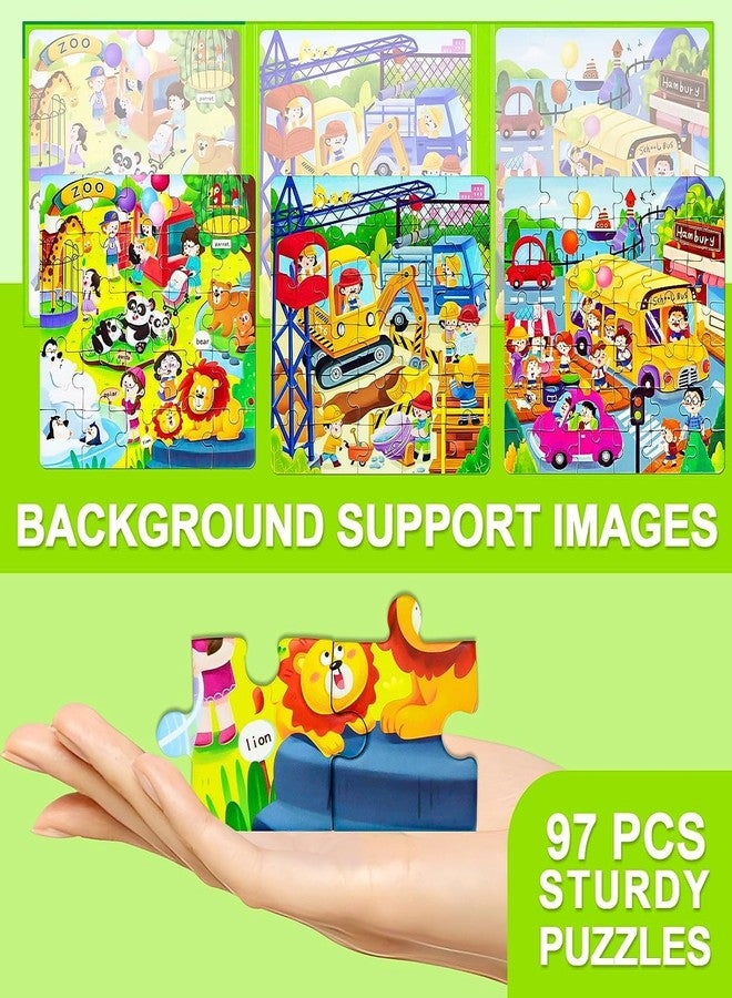 MUMMAMIA 3 in 1 Magnetic Puzzles Book for Kids Ages 3-5, 97 Pieces Jigsaw Puzzle Book Road Trip for Toddlers 3-8 Aged Boys and Girls (Zoo) - Image 3