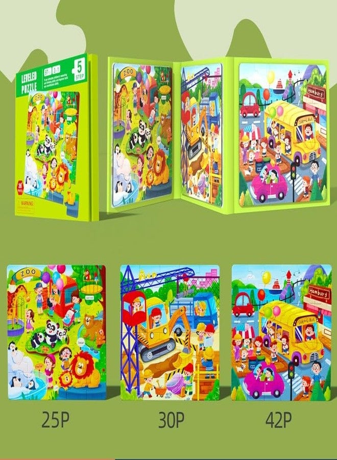 MUMMAMIA 3 in 1 Magnetic Puzzles Book for Kids Ages 3-5, 97 Pieces Jigsaw Puzzle Book Road Trip for Toddlers 3-8 Aged Boys and Girls (Zoo) - Image 2