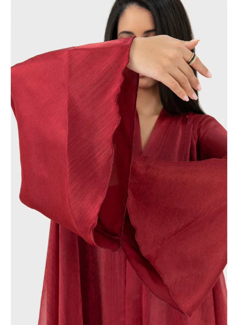 Ophelia  LUNA Abaya for Women – Elegant Blood Red Modest Abaya with Long Sleeves for Women | Best Price UAE