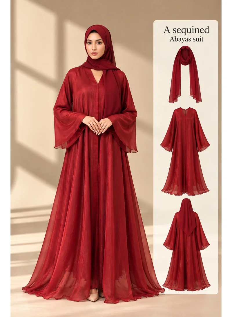 Ophelia Ophelia Luna Women's Blood Red Abaya with Matching Hijab