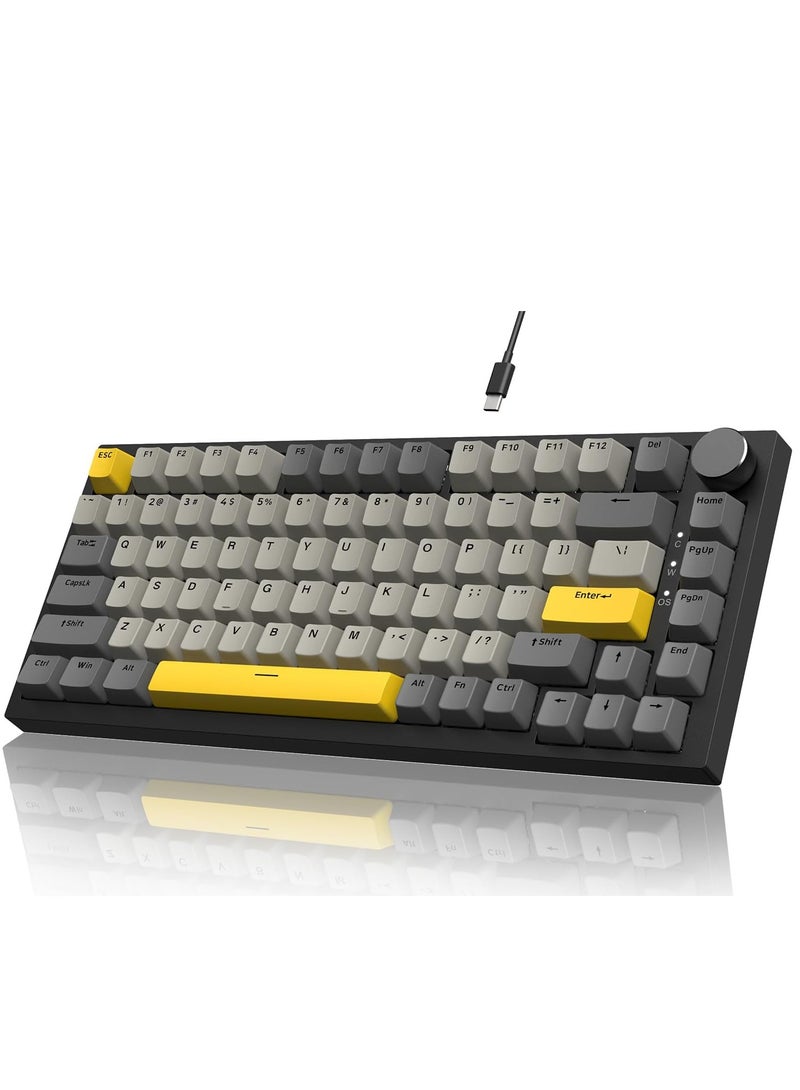 A-jazz AK820 Gaming Keyboard,75% Gasket-mounted Mechanical Gaming Keyboard with TFT Screen Smart Display, RGB Light,3 Modes(Bluetooth 5.1/2.4G Wireless & Type-C Wired), Sound Dampening Foams (Grey/White/Yellow, Moon Yellow switch) - Image 1