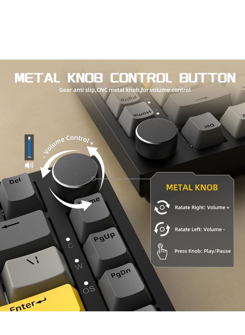 A-jazz AK820 Gaming Keyboard,75% Gasket-mounted Mechanical Gaming Keyboard with TFT Screen Smart Display, RGB Light,3 Modes(Bluetooth 5.1/2.4G Wireless & Type-C Wired), Sound Dampening Foams (Grey/White/Yellow, Moon Yellow switch) - Image 3
