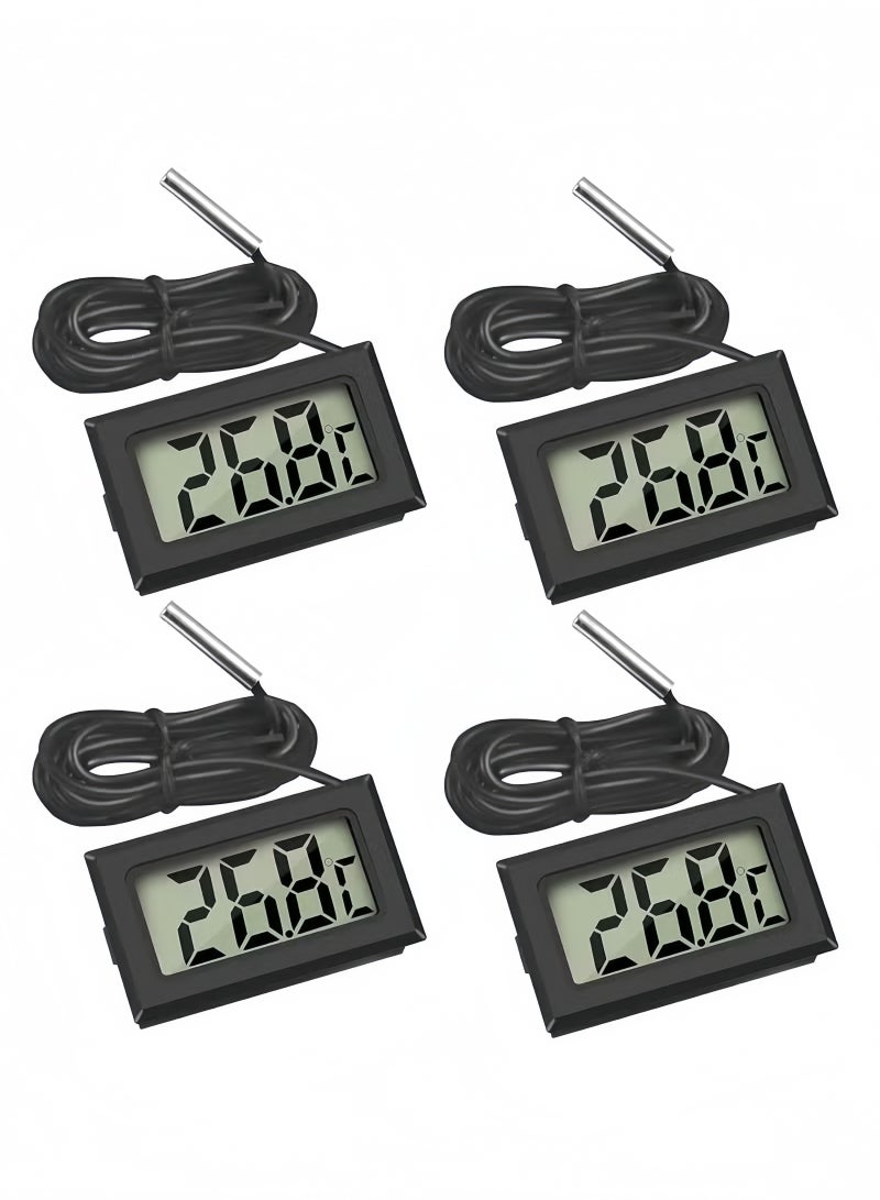 4 x Mini LCD Digital Thermometer with Probe Electronic Temperature Monitor for Aquarium Refrigerator Greenhouse and Car(1m) - Image 1