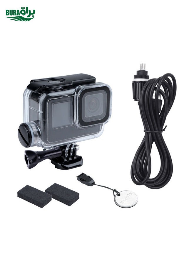 BURAQ - For GoPro HERO10 Black / HERO9 Black 30m Charging Waterproof Housing Case with Buckle Basic Mount & Screw - Image 1