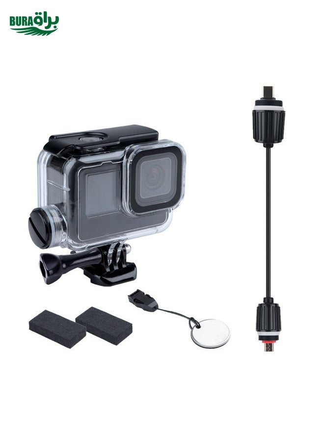 BURAQ - For GoPro HERO10 Black / HERO9 Black 30m Charging Waterproof Housing Case with Buckle Basic Mount & Screw - Image 1