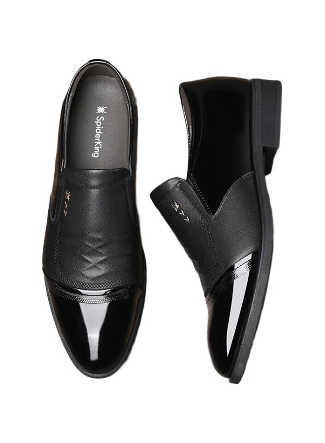 Spider King Men'S Business Casual Leather Shoes Men'S British Soft Surface Soft Bottom Low-Top Slip-On Lazy Shoes 25907 Black 41 - Image 2
