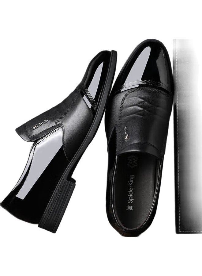 Spider King Men'S Business Casual Leather Shoes Men'S British Soft Surface Soft Bottom Low-Top Slip-On Lazy Shoes 25907 Black 41 - Image 3