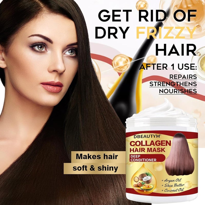 DBEAUTYM Collagen Hair Treatment Hair Mask & Rosemary Oil for Hair Growth,Deep Conditioner Hair Mask for Dry Damaged Hair,Hair Growth Oil for Hair Loss,Natural Hair Regrowth Treatment for Men and Women - Image 3