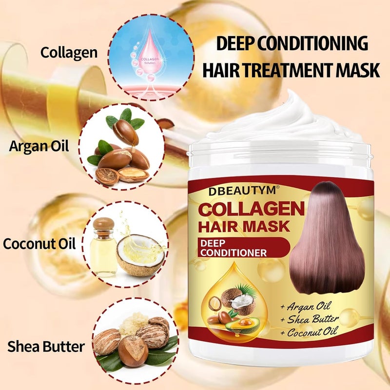DBEAUTYM Collagen Hair Treatment Hair Mask & Rosemary Oil for Hair Growth,Deep Conditioner Hair Mask for Dry Damaged Hair,Hair Growth Oil for Hair Loss,Natural Hair Regrowth Treatment for Men and Women - Image 2