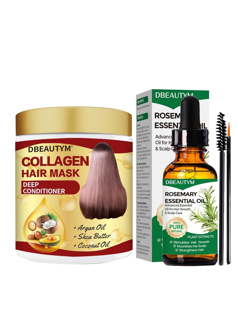 DBEAUTYM Rosemary Oil for Hair Growth,Rosemary Essential Oils,Natural Rosemary Oil for Hair Loss Treatment,Stimulates Hair GrowthCollagen Hair Treatment Hair Mask,Natural Deep Conditioner Hydrating Hair Mask  - Image 1