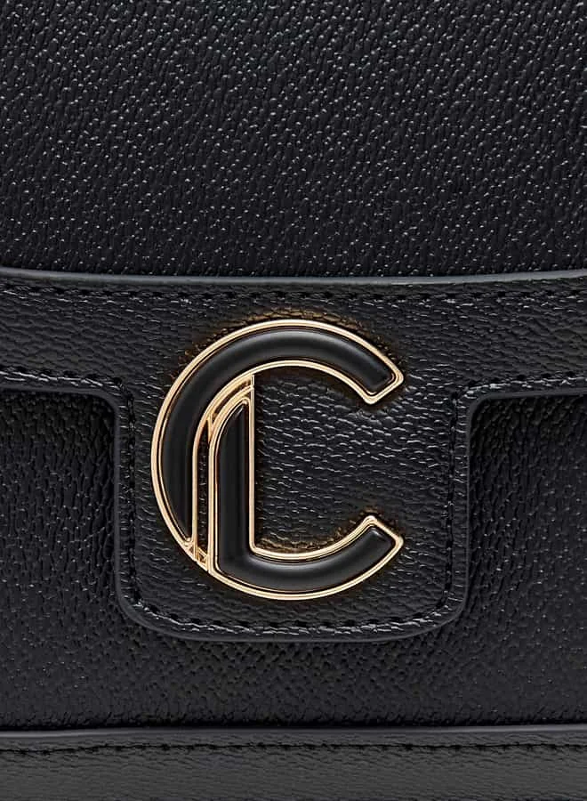 لو كونفورت Women Monogram Print Crossbody Bag with Flap Closure and Strap