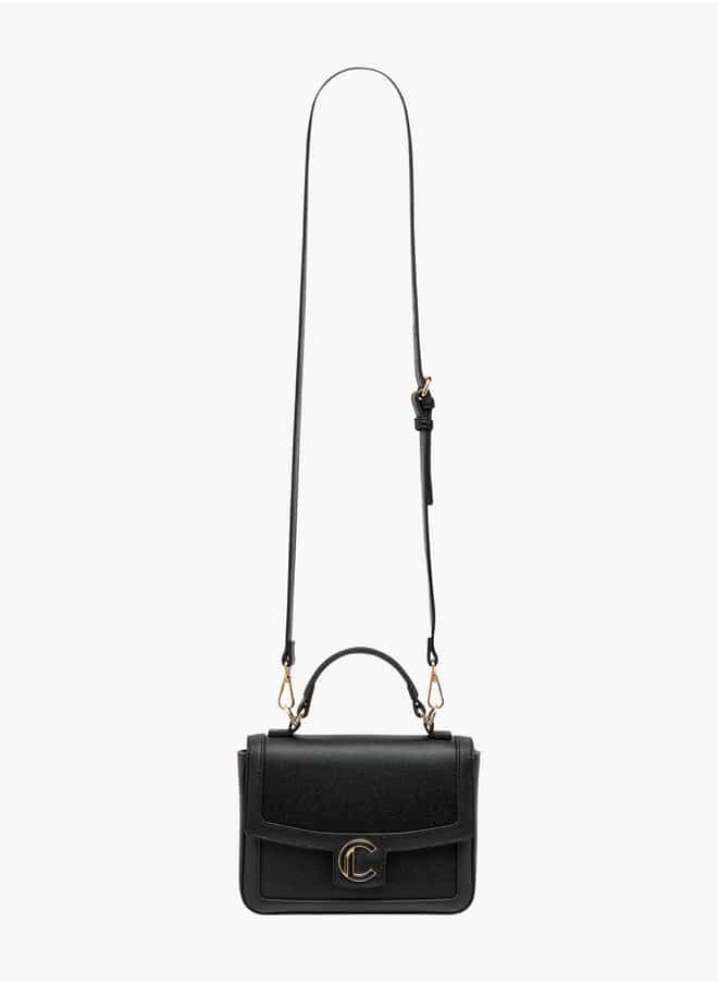 Le Confort Women Monogram Print Crossbody Bag with Flap Closure and Strap  - Image 2