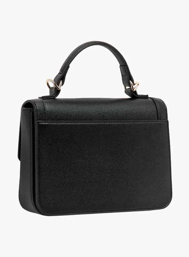 لو كونفورت Women Monogram Print Crossbody Bag with Flap Closure and Strap