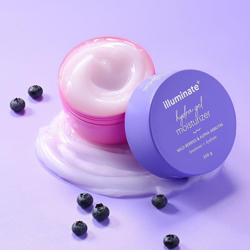 Aqualogica Aqualogica Illuminate Hydra Gel Moisturizer with Wild Berries Alpha Arbutin 24 Hour Intense Hydration WaterLike Gel Texture NonSticky Quick Absorbing for Luminous Skin 200 g - Image 2