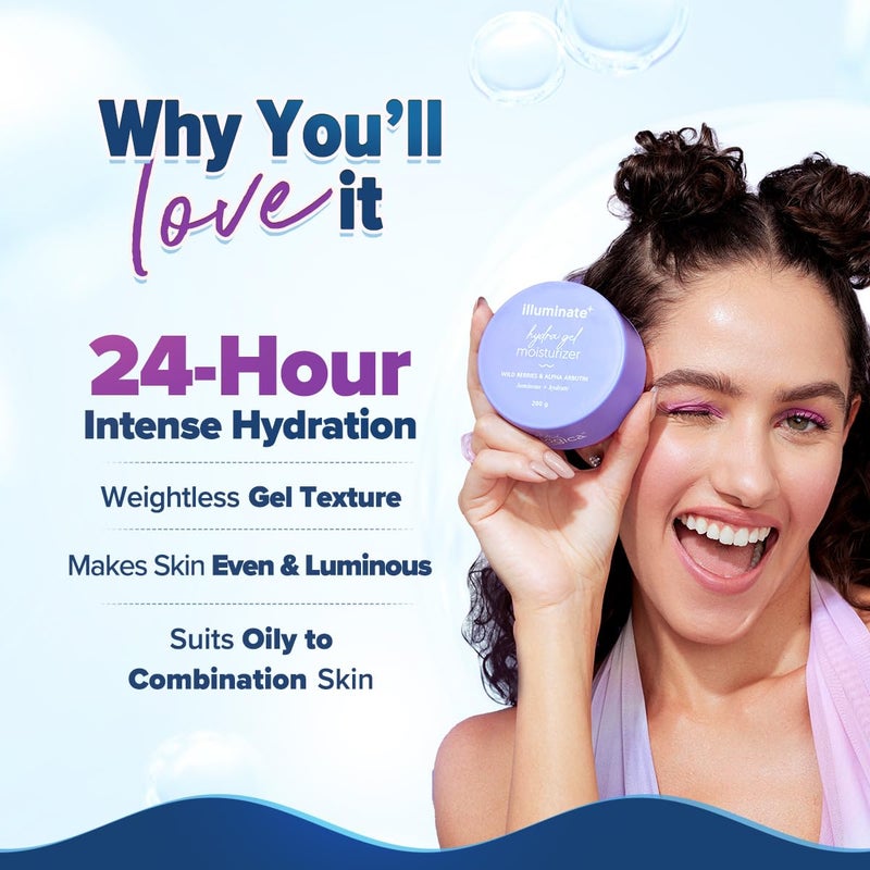 Aqualogica Aqualogica Illuminate Hydra Gel Moisturizer with Wild Berries Alpha Arbutin 24 Hour Intense Hydration WaterLike Gel Texture NonSticky Quick Absorbing for Luminous Skin 200 g - Image 3