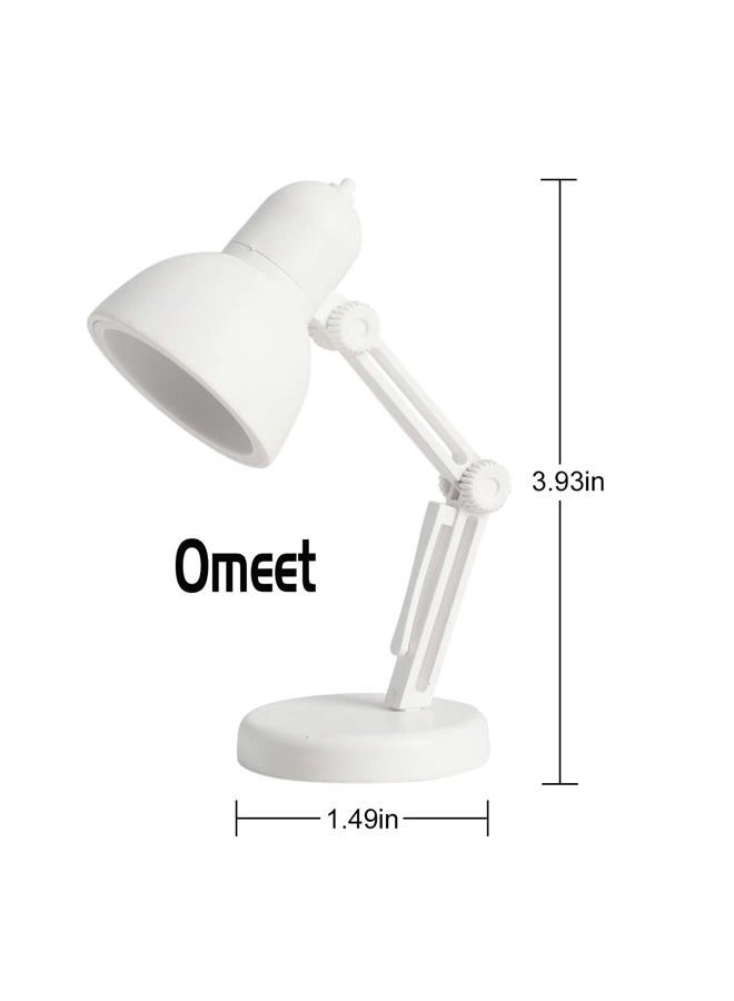 Omeet 2 Pack LED Mini Table Lamp Fold-able Night Reading Book Lamps for Home Room Computer Night Lights Eye Protections, for Night Study Travel Portable - LD02 White - Image 2